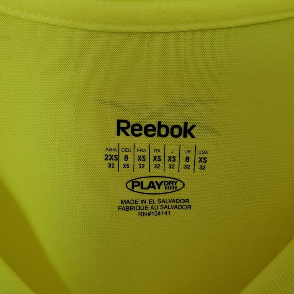 Reebok Women's PlayDry V-Neck Short Sleeve T-Shirt | NWT | XS | Bright Yellow - Picture 4 of 8